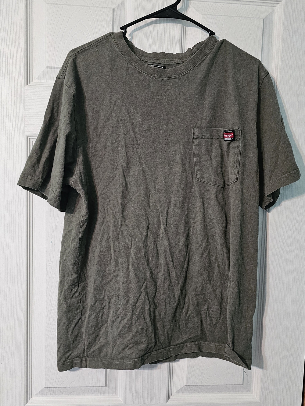 Wrangler Men's Olive Short Sleeve Pocket Tee with Logo Patch